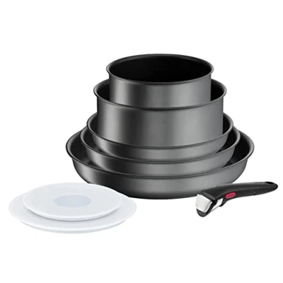 Afbeelding van Tefal Ingenio Daily Chef On kookgerei, 8 p, stapelbaar, duurzaam, gemakkelijk te reinigen, antiaanbaklaag, gezond koken, veilig gereedschap, gemaakt in Frankrijk, inductie L7619202 grijs