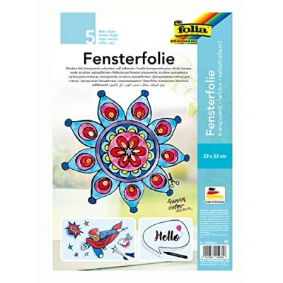 Afbeelding van folia 450230/5 raamfolie kleurloos, zelfklevend, ca. 23 x 33 cm, 5 vellen ideaal als sjabloon gebogen voor vensterfoto&#039;s, Window Color