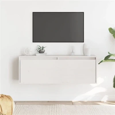 Afbeelding van Wandkast 100x30x35 cm massief grenenhout wit