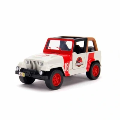 Afbeelding van Jada Toys 253252019 Jeep Wrangler Jurassic Park, schaal 1:32, van hoogwaardig metaal, drukgegoten, deuren, voor kinderen vanaf 8 jaar, Meerkleurig
