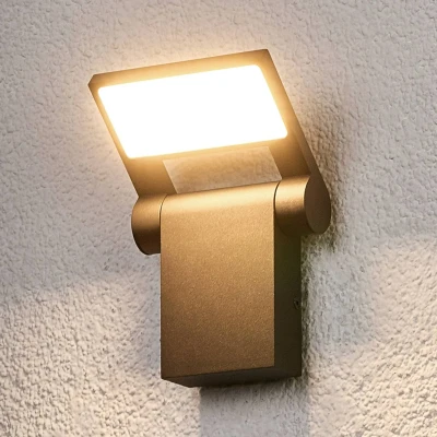 Afbeelding van Lucande LED wandlamp buiten 1licht aluminium, kunststof H: 20.2 cm grafietgrijs, wit Inclusief lichtbron