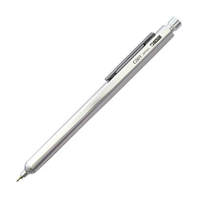 Afbeelding van OHTO Needle point Grand Standard Silver Fineliner balpen zilver met geanodiseerde aluminium behuizing en 0,7 mm vulling (zwart)