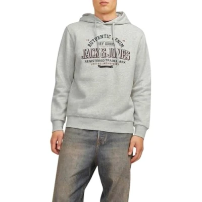 Image de JACK &amp; JONES Sweat à Capuche Logo, White Melange, M