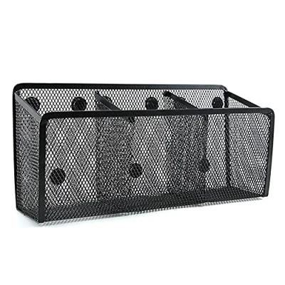 Afbeelding van magnetische penhouder, net, mand, opbergmanden, mesh markeerstifthouder, voor whiteboard, koelkast, kantoormateriaal