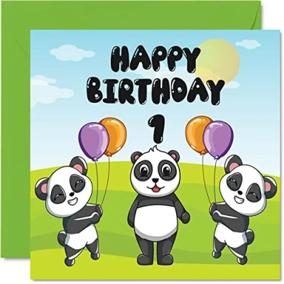 Afbeelding van Verjaardagskaart voor de 1e verjaardag Panda Party kinderen jaar, 145 mm x mm, schattige wenskaart zoon, dochter, broer, zus, kleinkind, nichtje, neefje, neef