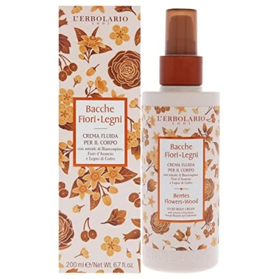 Afbeelding van L&#039;Erbolario BACCHE FLEURS LEGNI Vloeibare lichaamscrème met extracten van witheid, oranjebloesem en cederhout, 200 ml