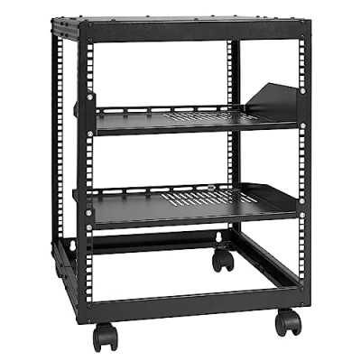 Image de VEVOR 12U 4 Post Open Frame Server Rack Boîtier réseau 23&#039;&#039; 40&#039;&#039; Réglable