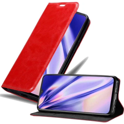Afbeelding van Cadorabo Hoesje geschikt voor OnePlus 6T in APPEL ROOD Beschermhoes met magnetische sluiting, standfunctie en kaartvakje Book Case Cover Etui