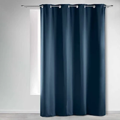 Afbeelding van douceur d&#039;intérieur, Gordijn met ogen (135 x 240 cm), ondoorzichtig, marineblauw, ondoorzichtig