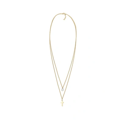 Afbeelding van Elli Kreuz Mondstein Ketting goldcoloured/white, Dames, Maat: 45, Gold coloured/white