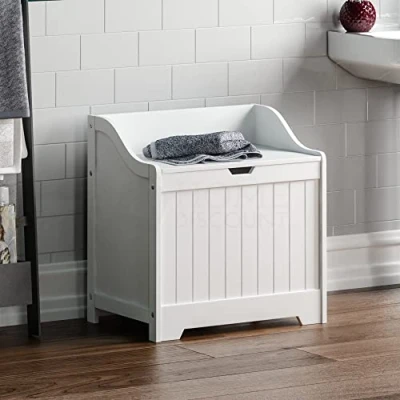 Afbeelding van Bath Vida Priano Waskast voor badkamer, met houten mand, wit