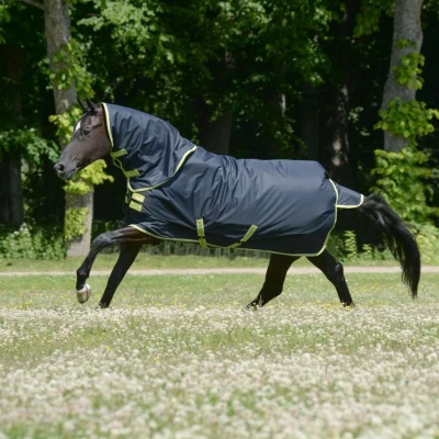 Afbeelding van Bucas Oasis Turnout 100 &amp; Neck Dark grey/Lime 125/168 Agradi.be