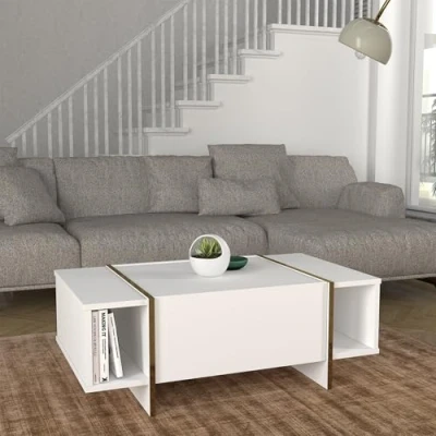 Afbeelding van Salontafel Tavak wit en goudkleurig 104x60x38 cm [en.casa]