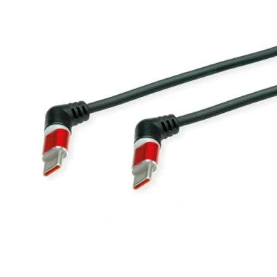 Afbeelding van ROLINE 360 Rotatie USB 2.0 Kabel, Type C C, M/M, 60W, rood / zwart, 1 m
