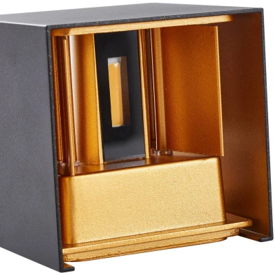 Afbeelding van Lindby LED buiten wandlamp Nivar, 10 cm, hoekig, zwart