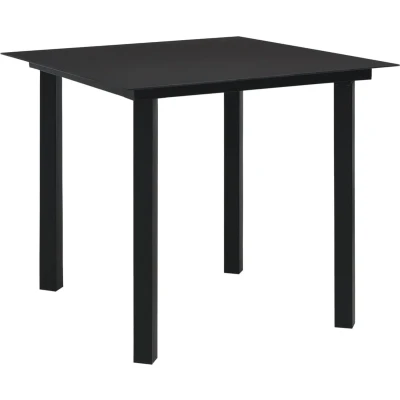 Afbeelding van Tuintafel 80x80x74 cm staal en glas zwart