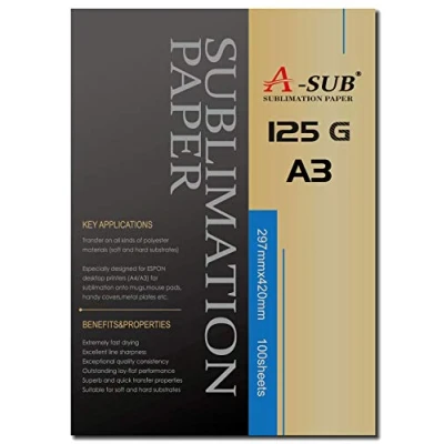 Afbeelding van A SUB Sublimatiepapier, A3, 420 x 297 mm, 100 vellen sublimatiepapier 125 g/m², compatibel met Epson Sawgrass, Ricoh, Brother sublimatieprinter