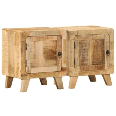 Afbeelding van vidaXL Nachtkastje 2 st 40x32x46 cm massief hout ruw mangohout