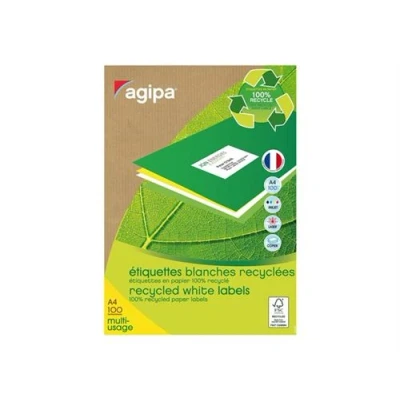 Image de APLI Agipa Papier mat adhésif permanent blanc 199.1 x 289.1 mm 100 étiquette(s) (100 feuille(s) 1 boîte étiquettes recyclées