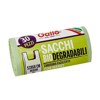 Afbeelding van Gallo, 30 biologisch afbreekbare en duurzame zakken, sluiting met handgrepen, 53 x 68 cm, liter