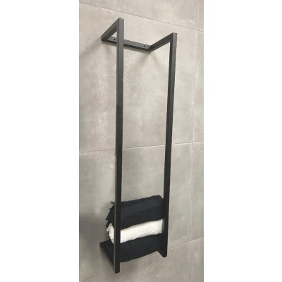 Afbeelding van Wiesbaden Loft handdoekrek industrieel 95 x 25 20 cm mat zwart