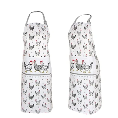 Afbeelding van SPOTTED DOG GIFT COMPANY Keukenschort met schattige kip, bedrukt, voor chef kok, dames, heren, 100% katoen, verstelbaar in grote zak, cadeau idee kippenliefhebbers, 95 x 70 cm
