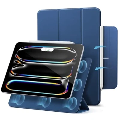 Afbeelding van ESR iPad Pro hoes 13 inch (2024), sterke magnetische bevestiging, slanke drievoudige standaard, ondersteunt Apple Pencil en (USB C), automatische slaap/wake, duurzame bescherming, serie