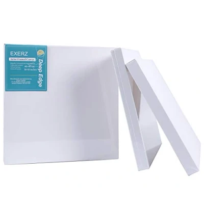 Afbeelding van EXERZ Set van 4 ingelijste doeken 40 x cm, 3,8 cm diepe rand, 380 g/m², voorgespannen 100% katoen, drievoudig gegrond, zuurvrij, middelkorrelig, acryl en olie