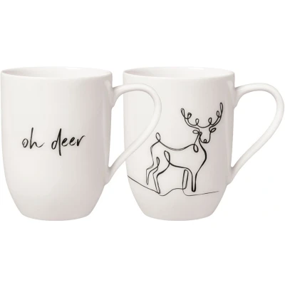 Afbeelding van Villeroy &amp; Boch Statement XMAS rendier set cadeau 2 stuks witte porseleinen mok capaciteit 280 ml