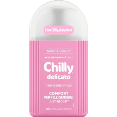 Afbeelding van Chilly, Delicate intieme reiniger, comfort voor de gevoelige huid, met anti geur, hygiëne, verrijkt aloë en hamamelis verzachtende eigenschappen, pH 5, klinisch getest, 300 ml