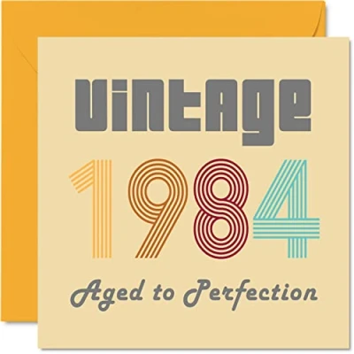 Afbeelding van Verjaardagskaarten voor de 40e verjaardag mannen en vrouwen Vintage 1984 Aged To Perfection Grappige verjaardagskaart hem haar, 145 mm x beste vriendin, mama, papa, broer,