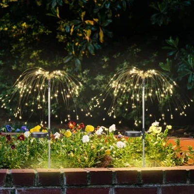Afbeelding van 2 stuks zonnelampen voor buiten, tuin, 150 leds, vuurwerk, 8 modi, waterdicht, licht, paardenbloem, gazon, terras, Kerstmis, decoratie