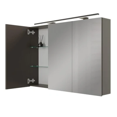 Afbeelding van Planetmöbel ARIA Spiegelbadkamerkast met verlichting, 100 cm breed, om op te hangen, spiegel, verlichting en stopcontact, antraciet, x 70 16