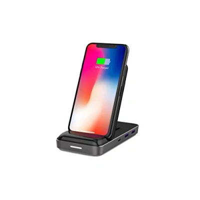 Afbeelding van Hyper Hyperdrive + USB C HUB (7.50 W), Draadloze laders, Grijs, Zwart