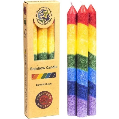 Afbeelding van Greenpalm Regenboog dunne stearinekaars geurloos (3 pack)