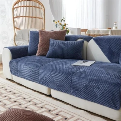 Afbeelding van LINGKY Housse Canapé 1/2/3/4 Places, de Coussin Canapé, d&#039;angle, Universelle Protege Canape, Protection Couvre Antidérapante (Bleu Foncé,110x210cm)