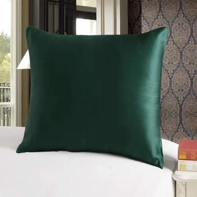 Afbeelding van townssilk Beide Zijkant 100% 19mm Pure Mulberry Zijde Kussensloop voor Haar en Huid vierkant 40x40cm grootte Kussenhoes met Verborgen Rits 600 Draad Count Emerald