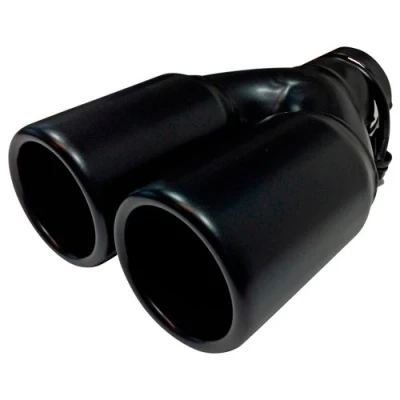 Afbeelding van AutoStyle Uitlaatsierstuk Staal/Zwart 2x rond 76mm lengte 220mm 45 60mm aansluiting