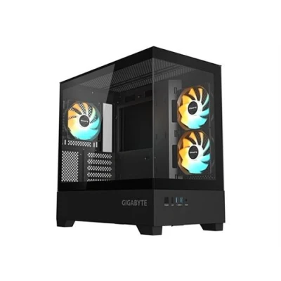 Afbeelding van Gigabyte C201 PANORAMIC Mid tower micro ATX zijpaneel met raam (gehard glas) geen voeding zwart USB/Audio
