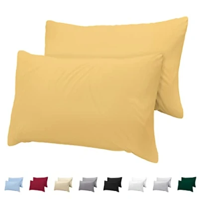 Afbeelding van Kussensloop, 40 x 60 cm, 100% jersey katoen, 150 g/m², geel, met ritssluiting, Twinzen kussensloop Oeko Tex gecertificeerd, zacht en ademend
