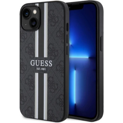 Afbeelding van Guess 4G Printed Stripe Back Case (MagSafe Compatible) Geschikt voor Apple iPhone 14 (6.1&quot;) Zwart