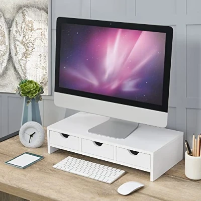 Afbeelding van Monitorstandaard Ruovesi verhoger 12x51x25 cm wit
