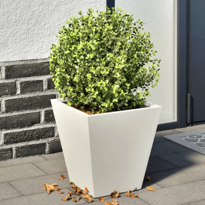 Afbeelding van vidaXL Plantenbakken 2 st 30x30x30 cm staal wit