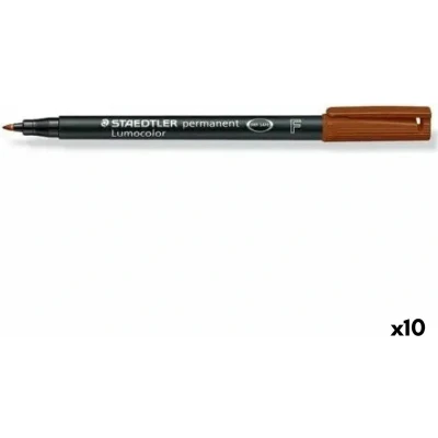 Afbeelding van Permanente markeerstift Staedtler Lumocolor Bruin (10 Stuks)
