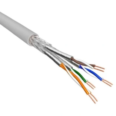 Afbeelding van S/FTP CAT6 Gigabit netwerkkabel met flexibele aders AWG27 LSZH / grijs 100 meter