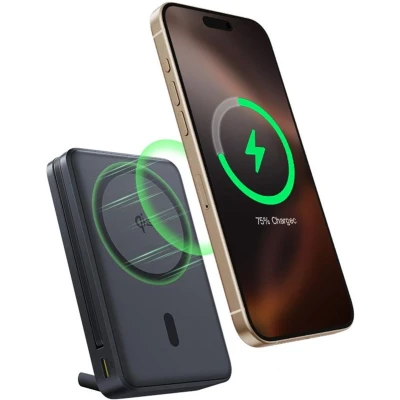 Afbeelding van Baseus Nomos 10.000 mAh Powerbank Zwart Fast Charge 45W USB C met Qi2 Compact Reisformaat Geintegreerde Kabel