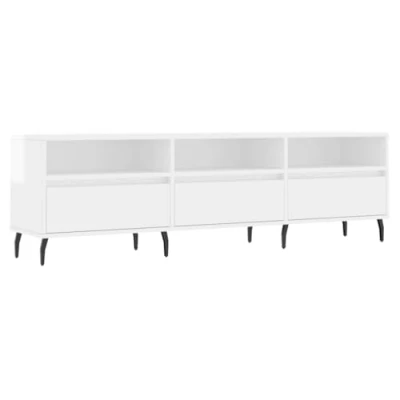 Image de vidaXL Meuble TV blanc brillant 150x30x44,5 cm bois d&#039;ingénierie831919