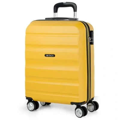 Afbeelding van ITACA Middelgrote koffer 65 cm. Harde vliegtuigkoffer met 4 wielen Robuuste reiskoffer van ABS materiaal Ultralichte cijferslot T71660, Mosterd, Basic