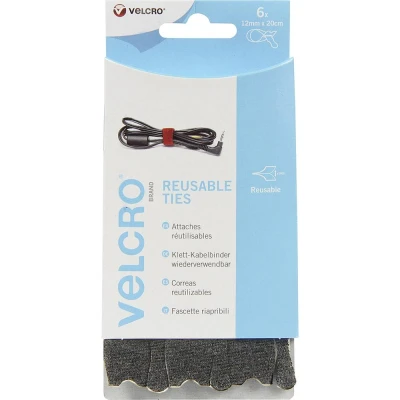 Afbeelding van VELCRO® VEL EC60388 Klittenband kabelbinder Om te bundelen Haak en lusdeel (l x b) 200 mm 12 Zwart 6 stuk(s)
