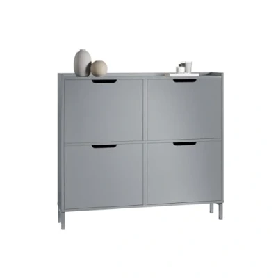 Afbeelding van SoBuy Opbergkast voor schoenen, schoenenkast, 4 kleppen, ingangskast, schoenenopslag, grijs, 100 x 19 90 cm, FSR100 HG
